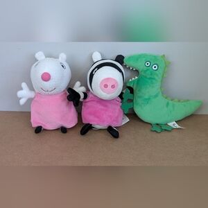 Peppa Pig Plush Toys, Zoe Zebra, Suzie Sheep, and George's Dinosaur